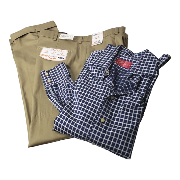 Roundtree and Yorke Total Flex Classic Fit Core Comfort Waistband Cuffed Pleated - Picture 6 of 14